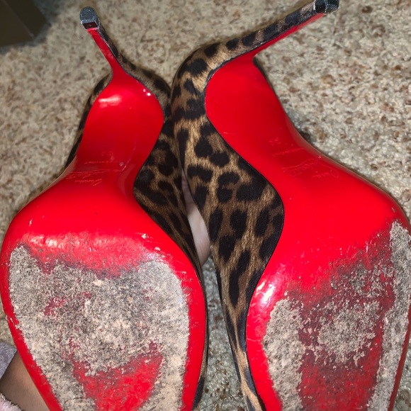 Christian Louboutin Satin Leopard Heels 8.5 - Picture 3 of 7